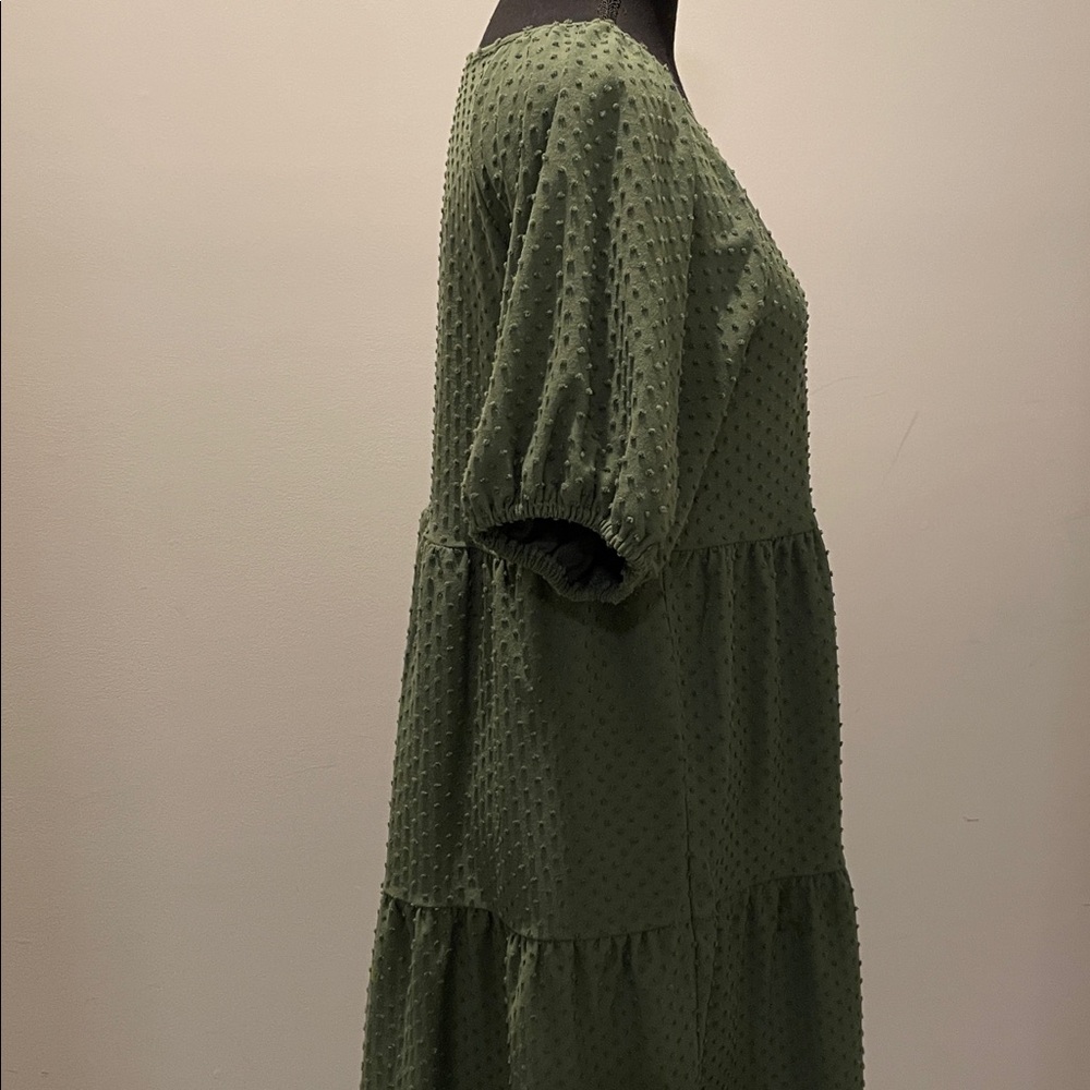 J. Crew Swiss Dot Dress Size S Olive Green Babydoll Cottagecore Modest Romantic